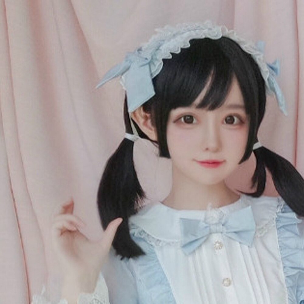 Japonés de chicas vestido Lolita OP vestido sombreros dulce Kawaii lindo vestido-Vestido largo de manga de las mujeres ropa estampada Vestidos AFC536: Blue  Headwear