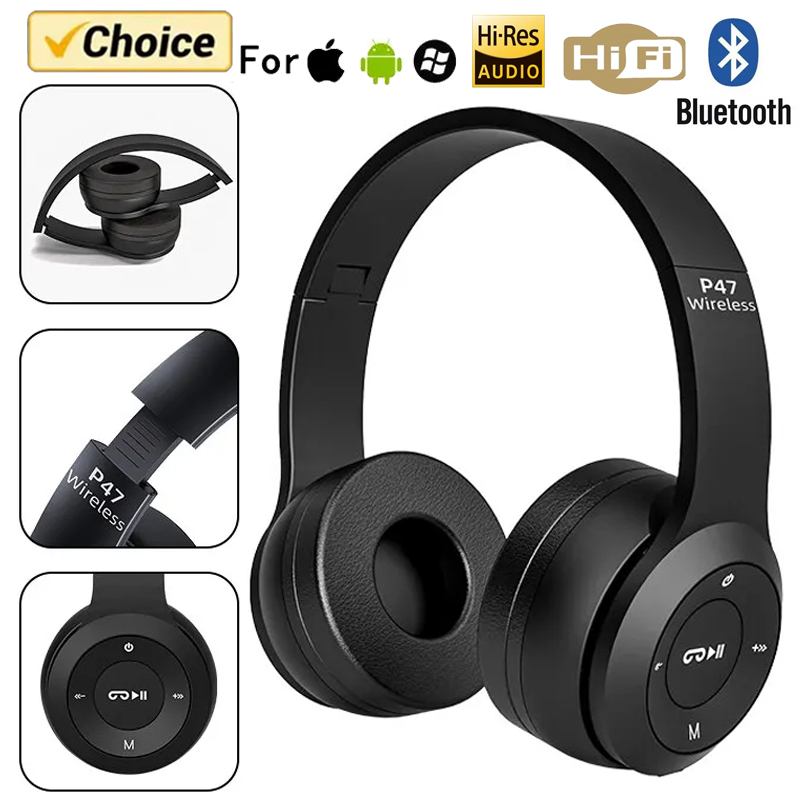 Auricolare stereo P47 Auricolare Bluetooth 5.0 Serie pieghevole Auricolare da gioco sportivo wireless