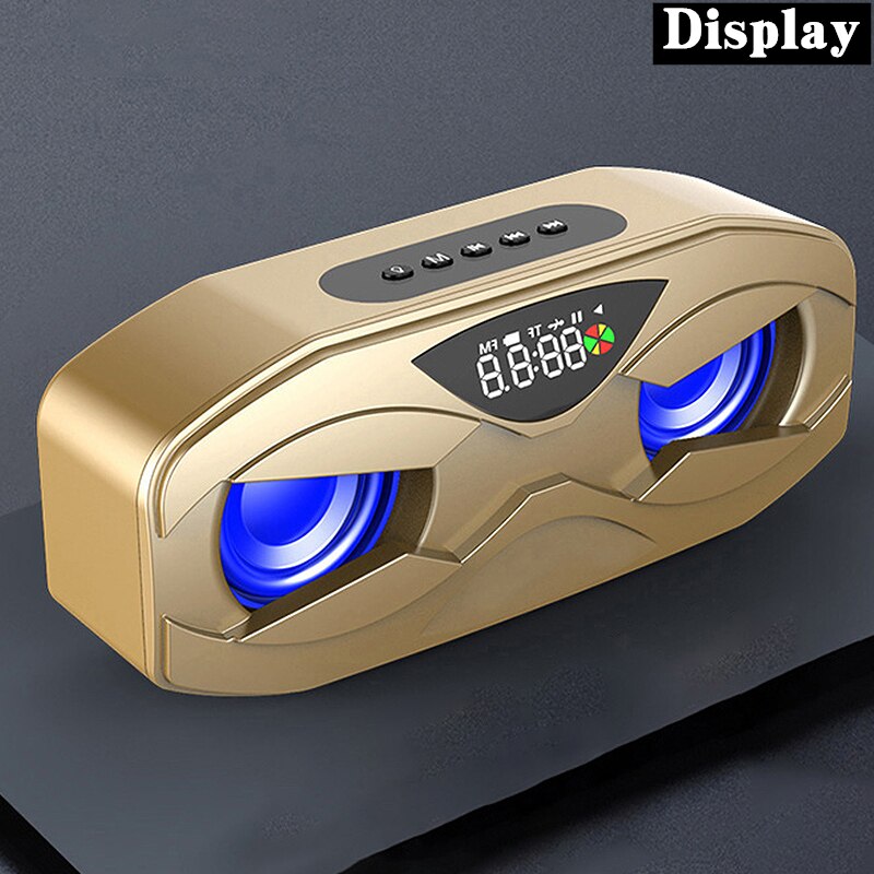 M8 Cool Robot Bluetooth Speaker LED Rhythm Flash Wireless Loudspeaker FM Radio Alarm Clock TF Card Support Subwoofer M5: gold-display