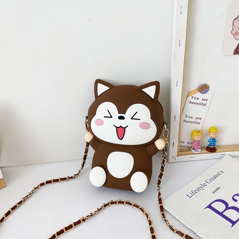 Silicone messenger bag female cartoon cute monkey mobile phone bag women shoulder bag: 10