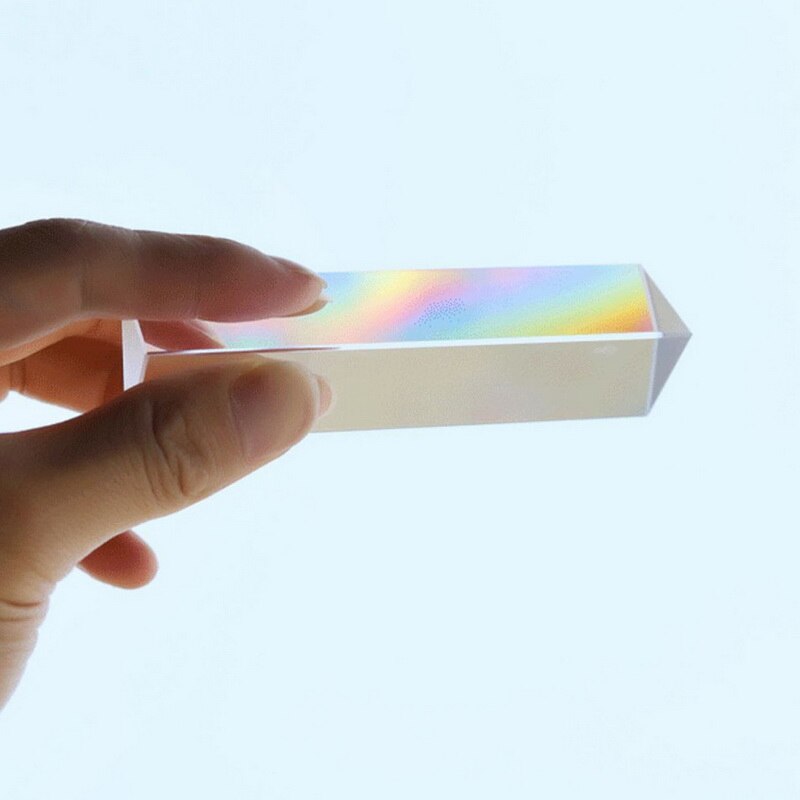 Triangular Prism BK7 Optical Prisms Glass Physics Teaching Refracted Light Spectrum Children Students 25x25x80mm
