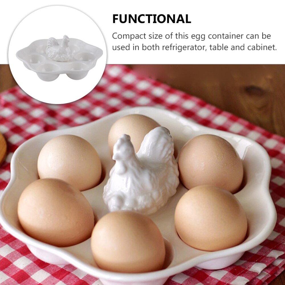 Ceramic Chicken Egg Tray Smooth Surface Egg Holder Multi-purpose Egg Holder