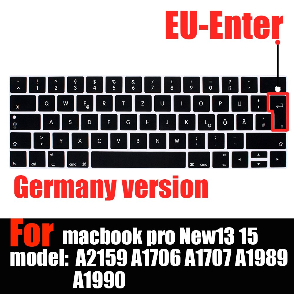 laptop accessories keyboard cover For macbook pro13 touchbar Keyboard stickers keyboard cases A2159 A1706 A1707 A1989 A1990: EU-Enter German