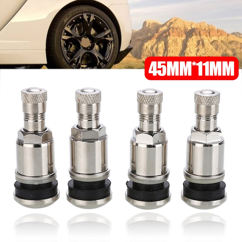 4pcs 45mm*11mm Tyre Valve Bolt In Stem Alloys Wheels Chrome Metal Tyre Valve Bolt For Car Truck