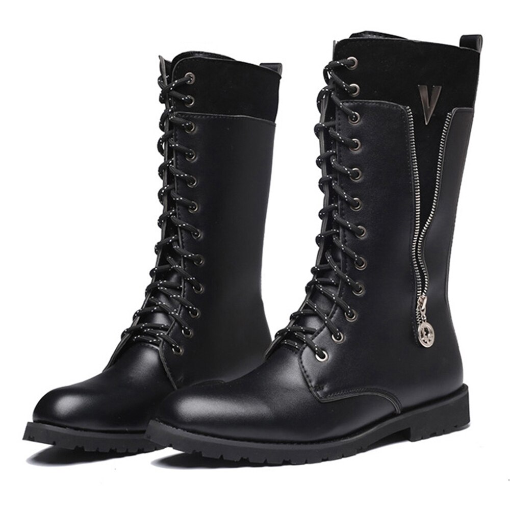 Motorlaarzen Retro Motocross Laarzen motorfiets Laarzen Riding Punk PU Leer Martin Schoenen Zwart Botas voor Mannen