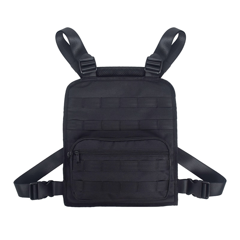 Bolso de aparejo en el pecho para mujer y hombre, bolsa cruzada de gran capacidad, estilo callejero, estilo hip hop, oxford, color negro