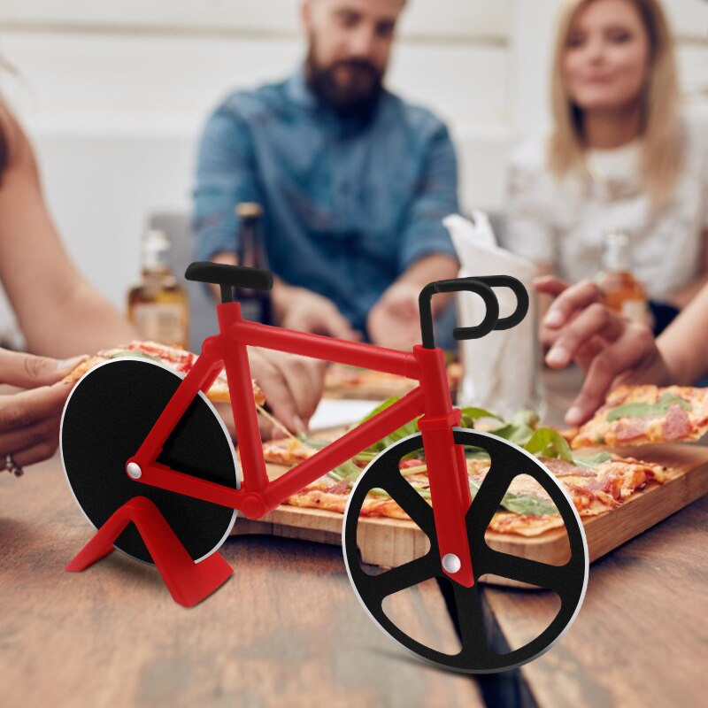 Bicycle Pizza Cutter Wheel Stainless Steel Plastic Bike Roller Pizza Cutting Wheels Chopper Kitchen Gadget Baking Accessories
