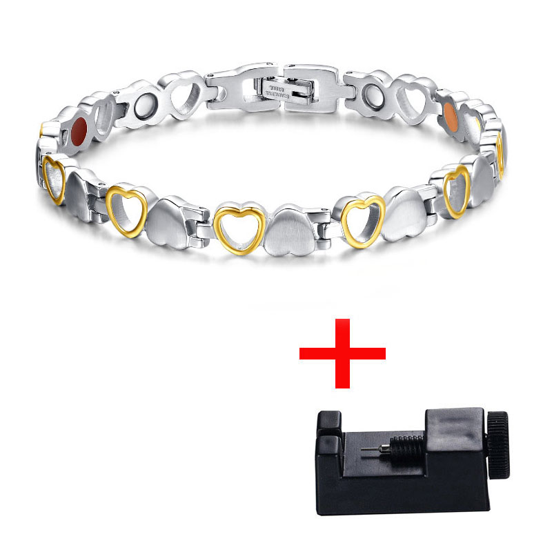 Meaeguet Herz Gesundheit Magnetische Armbinde Für Frauen 316L Edelstahl Gesundheit Pflege Elemente Armbinde Hand Kette Schmuck: tool