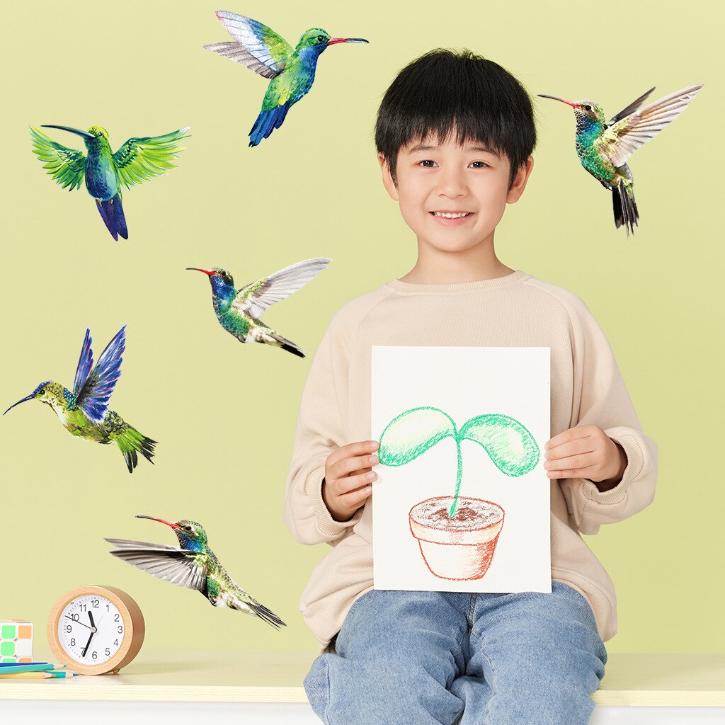 6pcs Hummingbird Wall Stickers Living room Bedroom Wall Decor Removable Vinyl Wall Decals Room Decoration Wardrobe Home Decor