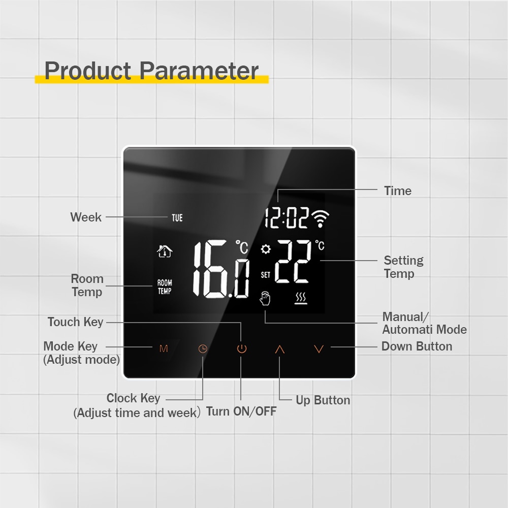 Tuya APP WiFi Smart Thermostat Electric Floor Heating Water Gas Boiler Temperature Voice Remote Controller for Google Home Alexa
