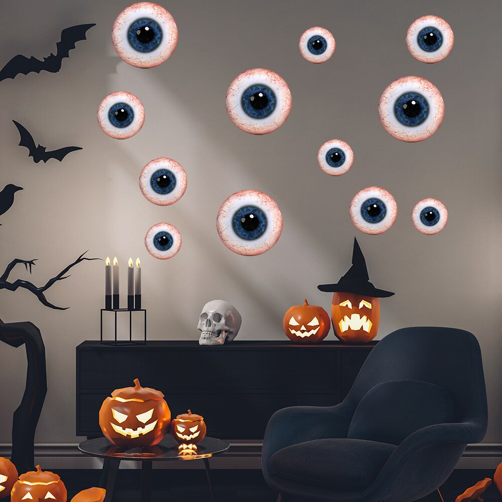 12 Pieces Floor Decals Pumpkin Eyes PVC Stickers Wall Stickers Wall Posters for Halloween Party