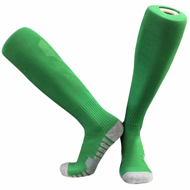 Durable Sports Socks Knee Legging Stockings Soccer Baseball Football Over Knee Ankle Men kids Socks Cycling CJM624: green / Adult size