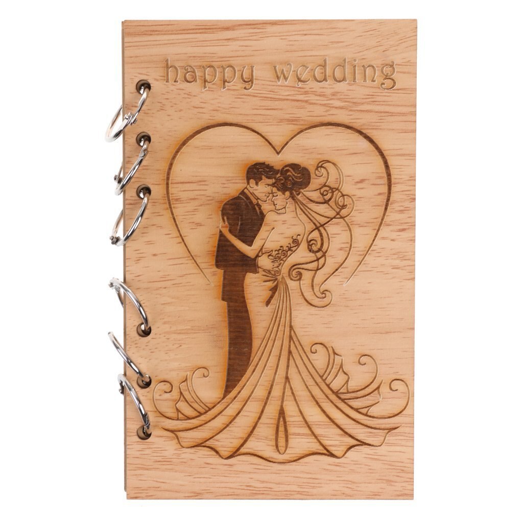 Bloc de notas de madera para boda, libro de visitas de amor hueco, álbum de boda, cuaderno: Style 5