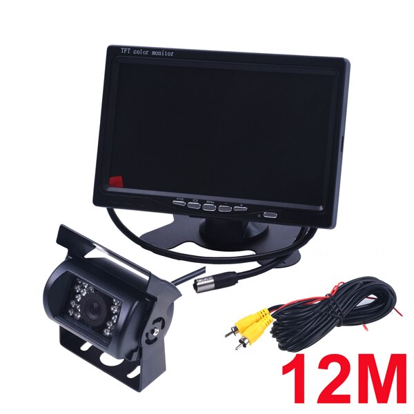 DC 12-24V Bus Truck Parking Camera Monitor Assistance System HD 7 Inch Car Monitors With Rear View Camera RCA Video Cable: 12M