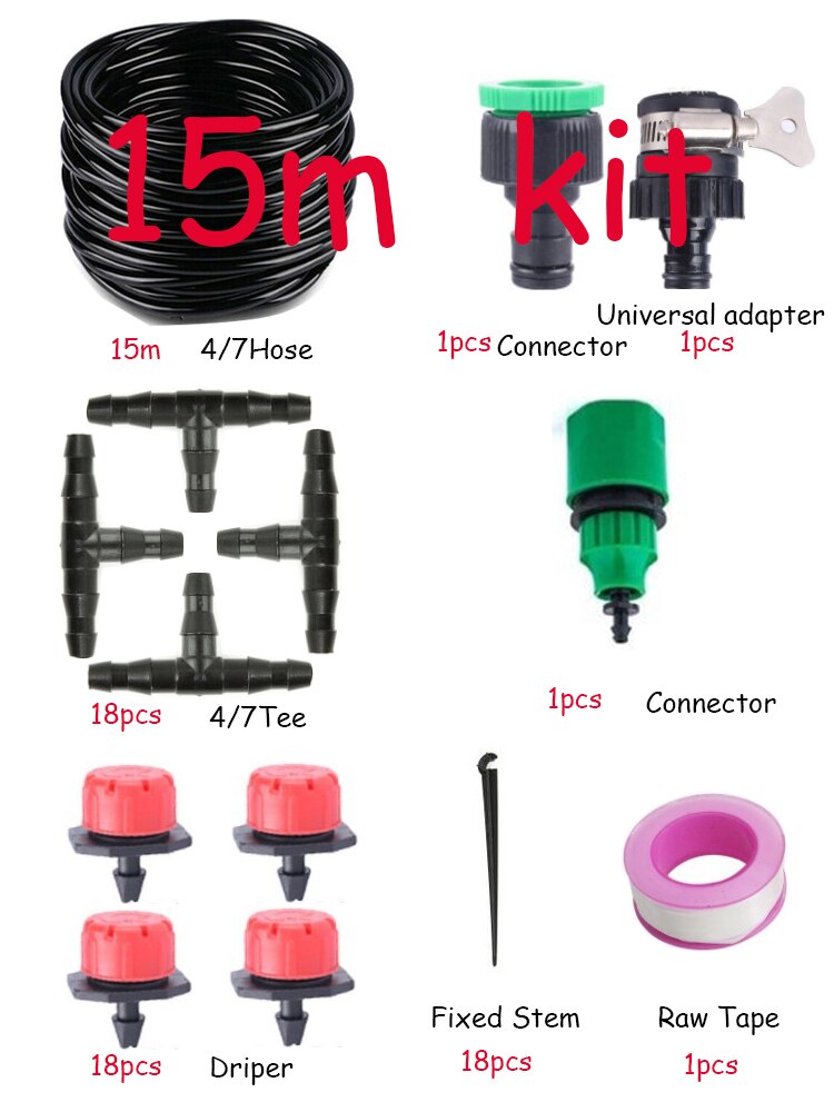 Diy Automatische Irrigatie Systeem, Tuin Watering Slang, Micro Drip Irrigatie Kit Met Verstelbare Druppelaar, Spray Koelsysteem: 20m