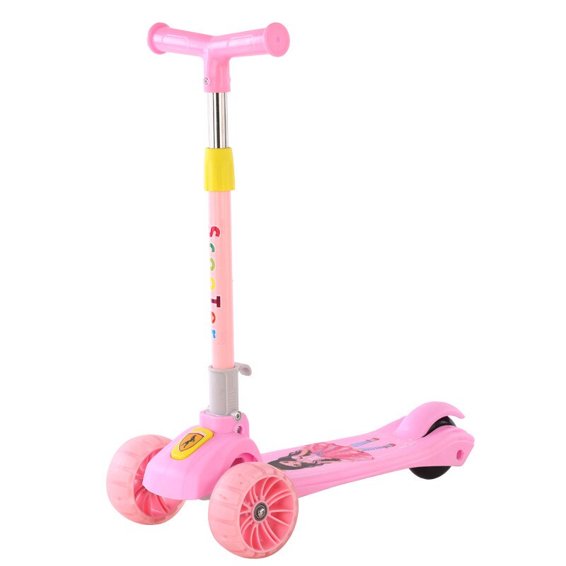 Children Folding Hummer Music deng guang lun Stroller Three Rounds All-Flash Second Folding Sway Scooter: Roze