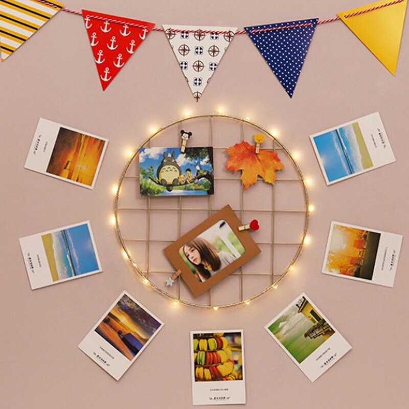 Wall Decorative Iron Wall Photo Grid Panel Rack Clip Painted Wire Photograph Picture Hanging Frame Photo Organizer Home Decor