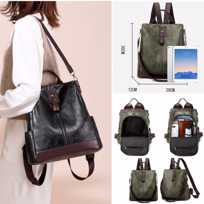 Female Backpack Mochila Feminina Multifunction Girls Leather School Brand Women Shoulder Bag Sac A Dos Travel Back Pack