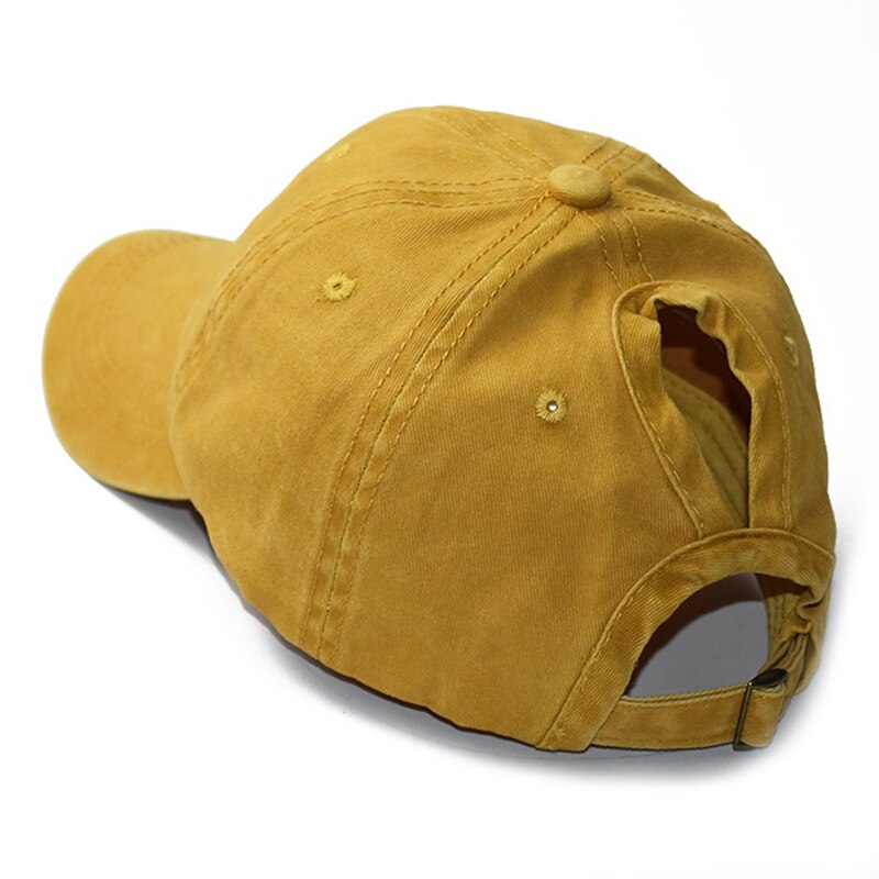 Dames baseballpet met paardenstaartgat zonneklep outdoor sportpet fou 99: Geel