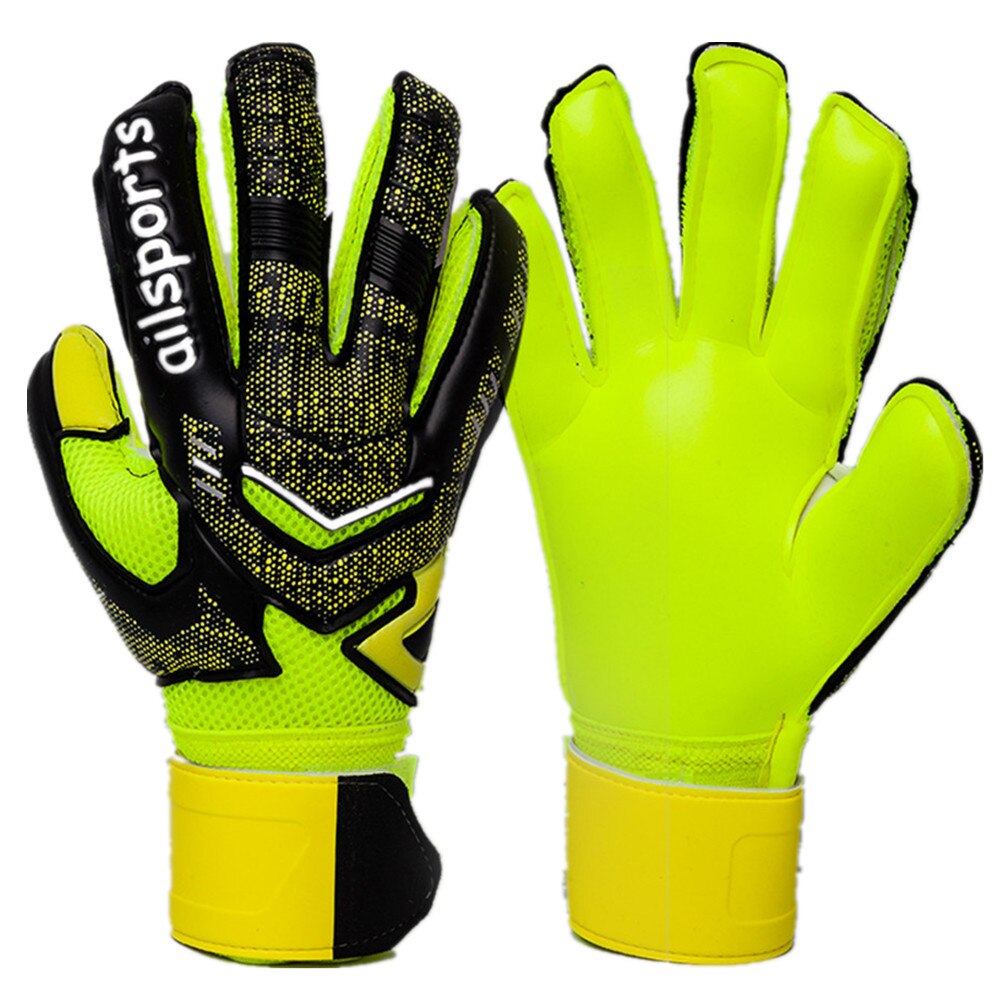 Professionelle Torwarthandschuhe für Herren und Damen, Kinder, Fußball, Fußball, Torwarthandschuhe, 4 mm, rutschfest, verdickter Latexhandschuh, 5 Finger, Sparschutz: green / XXXL