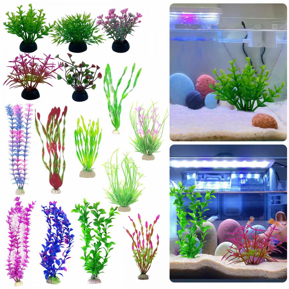 Plantas artificiales de decoración para acuario, suministros decorativos para pecera, adornos de paisajismo, accesorios de acuario