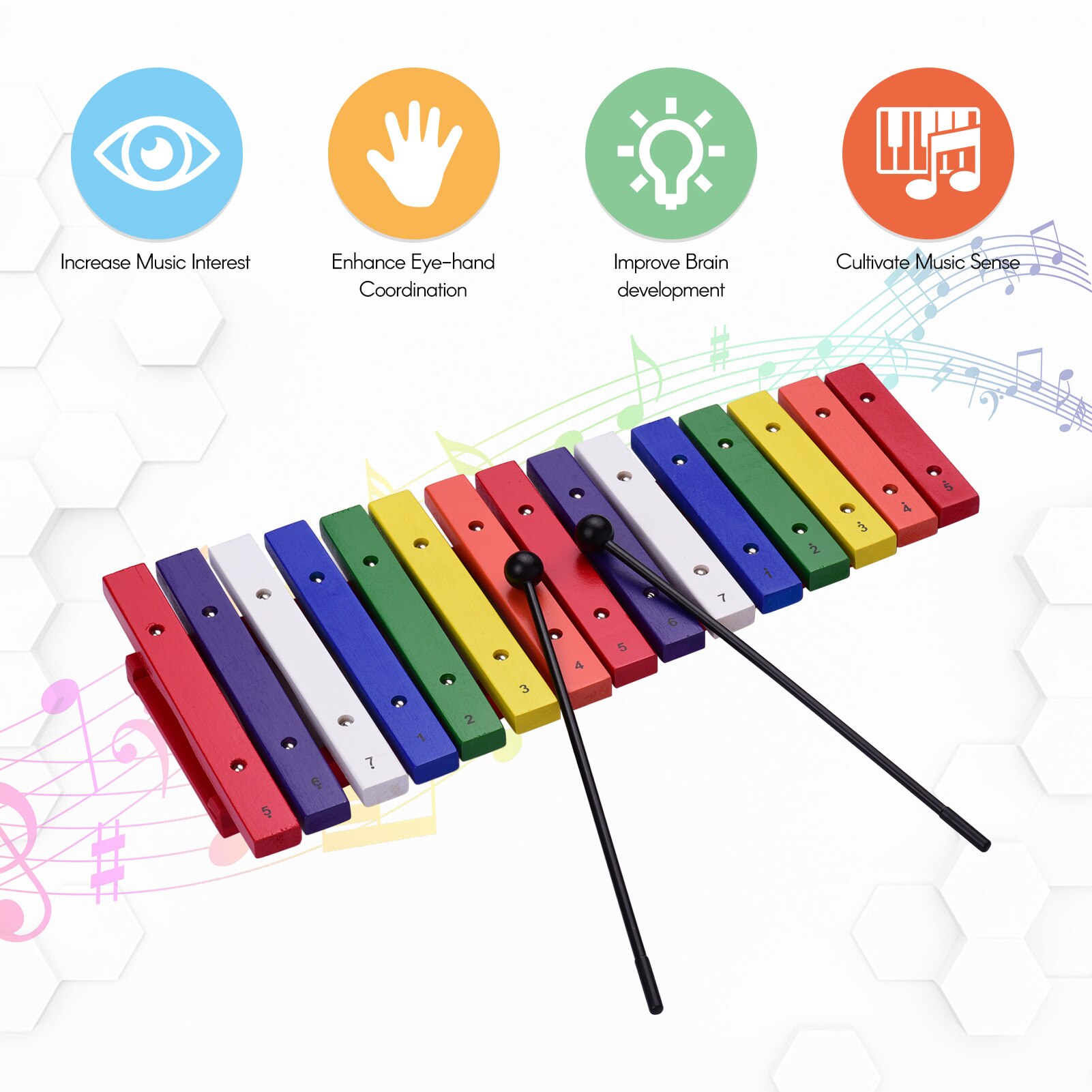 Ammoon 15 Toetsen Xylofoon Kleurrijke Musical Slaginstrument Vroege Onderwijs Instrument Voor Muziek Gevoel Ontwikkeling