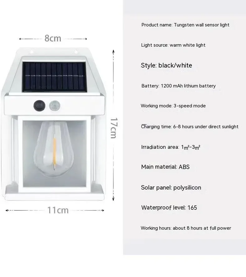 Solar Wall Lights Outdoor Dusk To Dawn Motion Sensor Garden Street Lantern Lamp Porch Lights 3 Modes for Patio Garage Street
