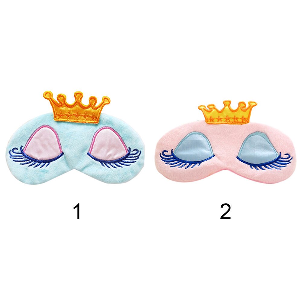 Lovely Pink/Blue Crown Sleeping Mask Crown Eyeshade Eye Cover Travel Cartoon Long Eyelashes Blindfold Travel Accessories