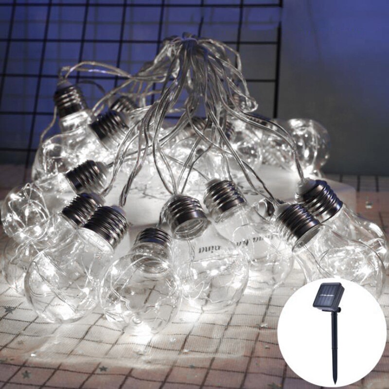 Led julbelysning 5m/8m 10/20 glödlampor  g45 klot festonglampa med koppartråd feljus soldrivna partybollsslingor