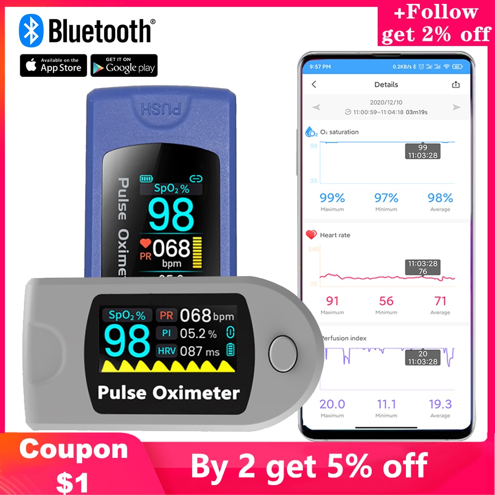 24 Uur Slaap Bloed Monitor Bluetooth 5.1 Android Apple Gezondheid App Hrv Vinger Pulsoxymeter Spo2 Pi Pr Oled Saturatiemeter de Dedo