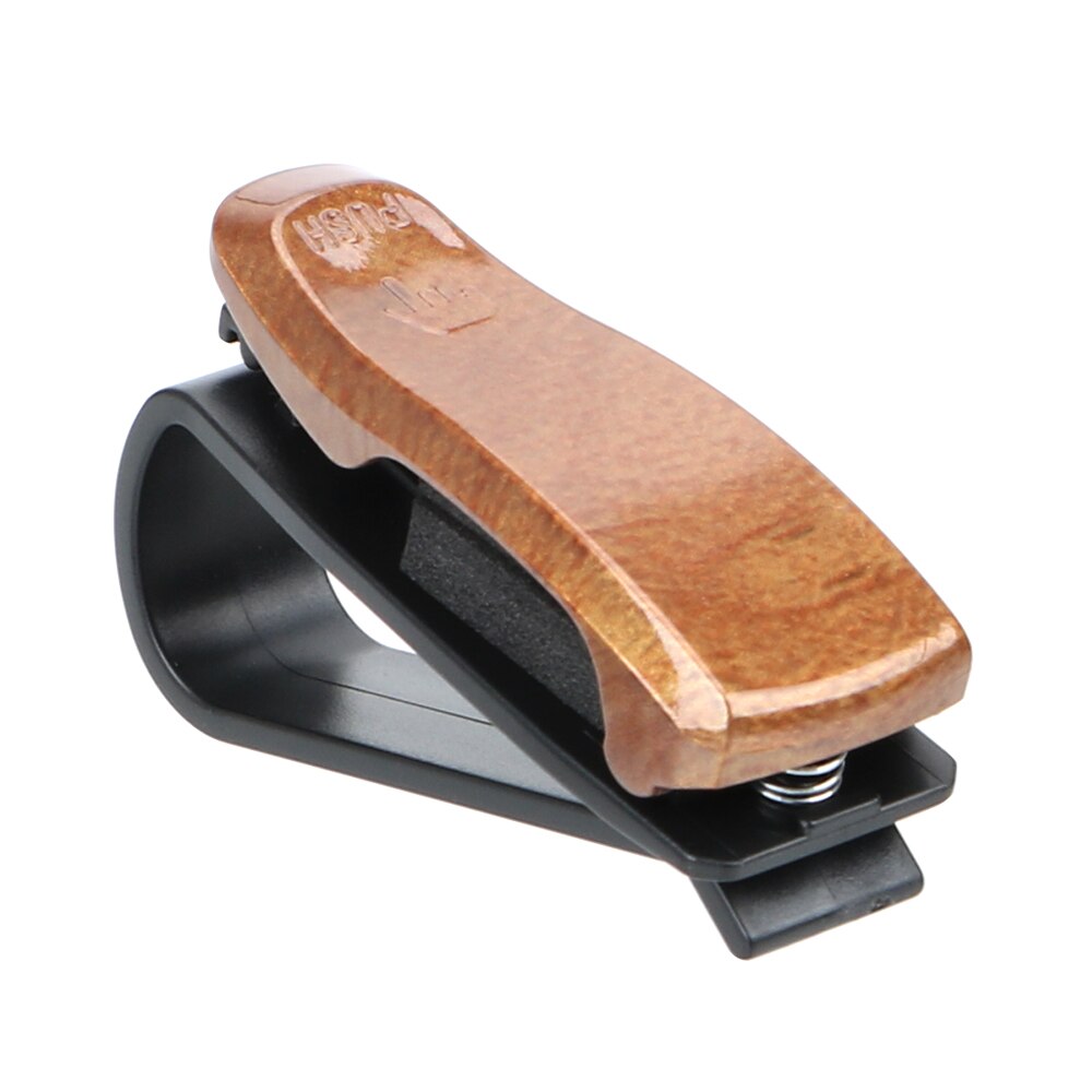 Leepee wood grain brilleetui brilleholder bil køretøj solskærm solbriller klemme auto fastener klip brilleholder: Mahogni