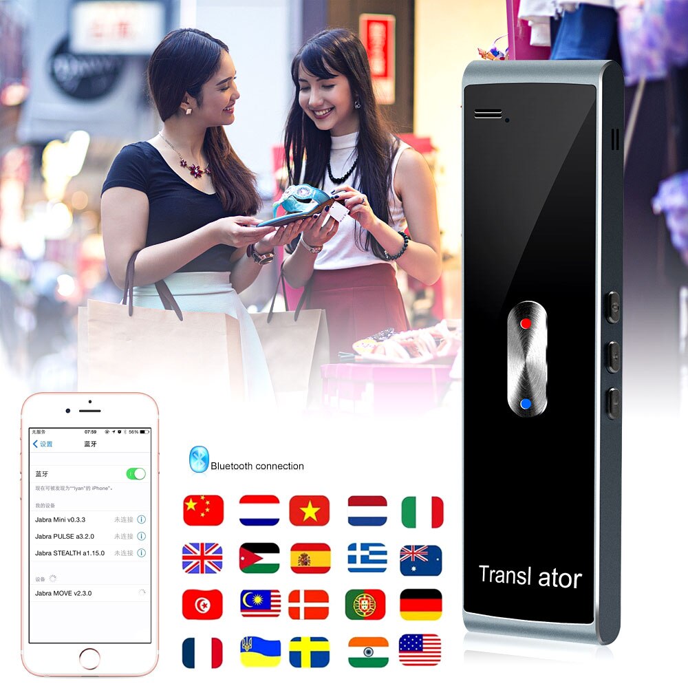 Voz inteligente discurso multi-idiomas t8s tradutor offline bluetooth grande alto-falante uso de energia longo tempo