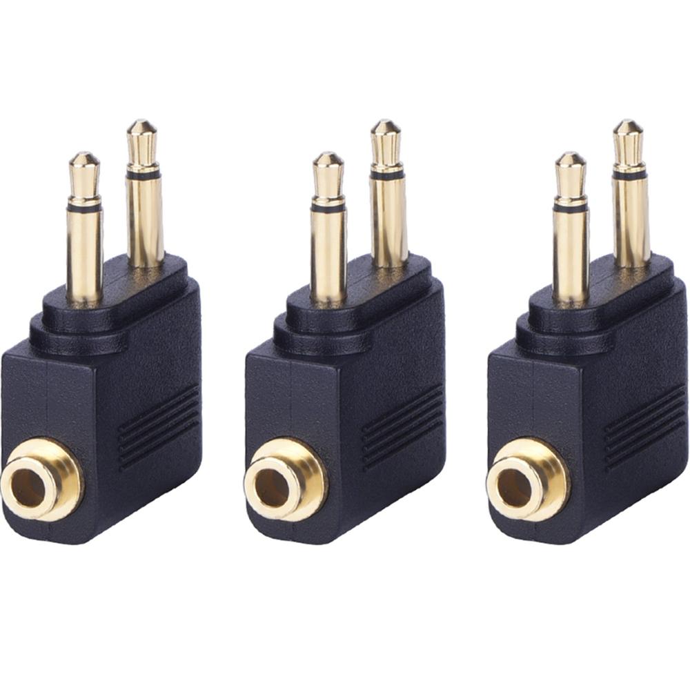 3.5mm Stereo Jack Socket Earphone Socket Adaptor Golden Plated Airline Airplane Flight Adapters for Headphone: 3pcs