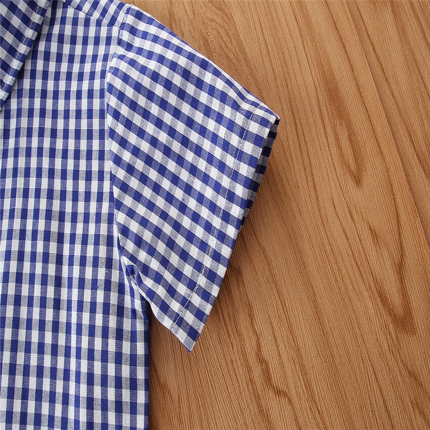 Conjunto de ropa para niños de 1 a 6 años, conjunto de camisa a cuadros de verano, pantalones cortos amarillos y cinturón, 4 piezas