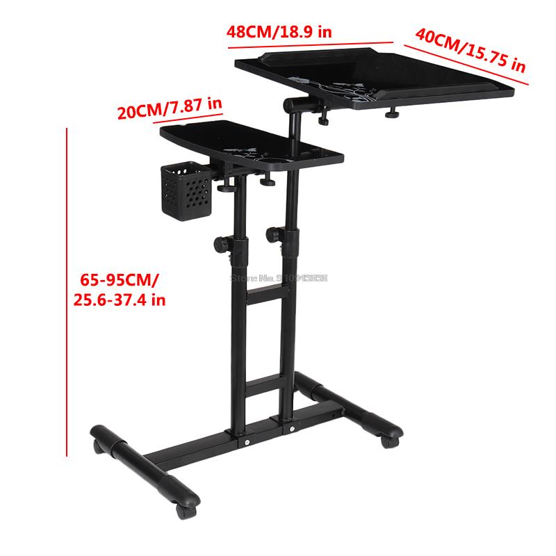 Klappbarer computertisch 48 x 40cm , verstellbarer tragbarer laptoptisch, drehbarer laptop-betttisch, höhenverstellbarer stehtisch fürs schlafzimmer