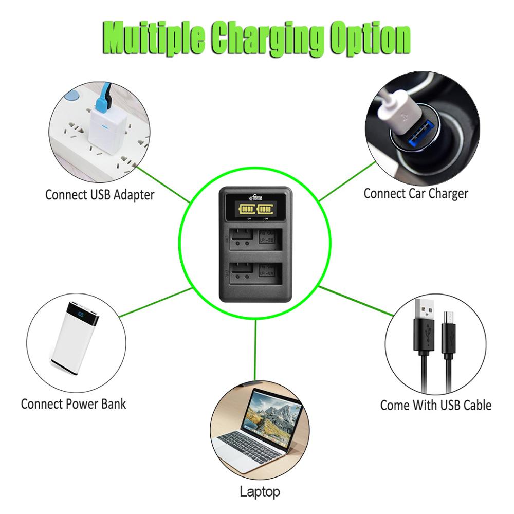 LP-E17 LPE17 Batterij En Led Usb Dual Charger Voor Canon Eos 200D M3 M6 750D 760D T6i T6s 800D 8000D kus X8i