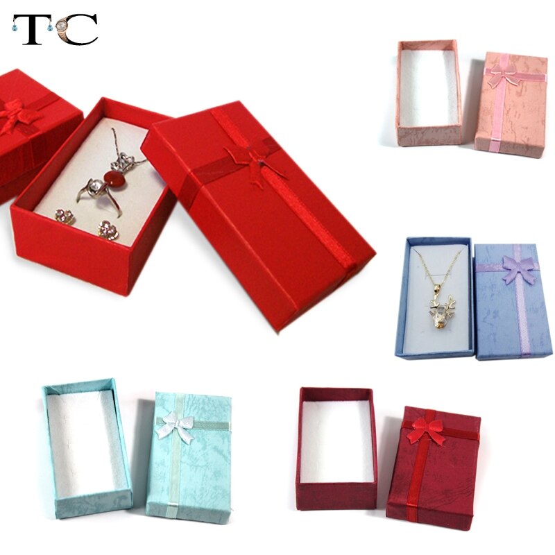 16 piezas conjuntos de joyas caja de caja de embalaje pendientes collar caja de soporte cajas de joyería al por mayor 5*8*2,5 cm: Random