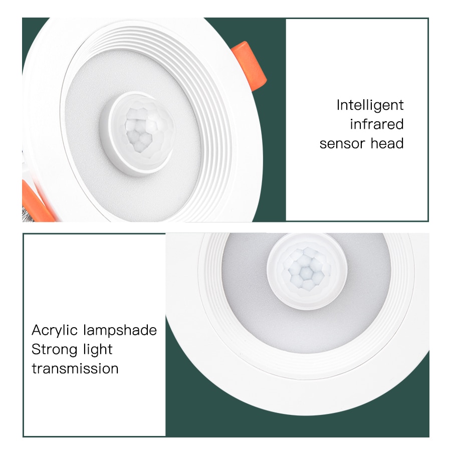 NO Flicker PIR Motion Sensor LED Downlight Spot Light 85-265V 5W 10W 15W 10W Recessed Lamp for Bedroom Kitchen Indoor Down Light