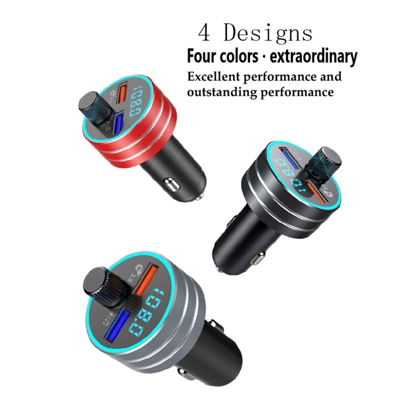 Bluetooth 5.0 auto  mp3 speler handsfree autokit usb autolader snel opladen 3.0 dubbele usb mobiele auto telefoonlader fm-zender