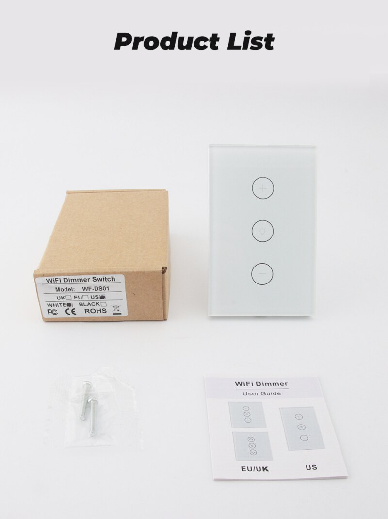 1PC Smart Dimming Switch WiFi Wall Smart Light Touch Glass Panel Work With Google Home and Alexa