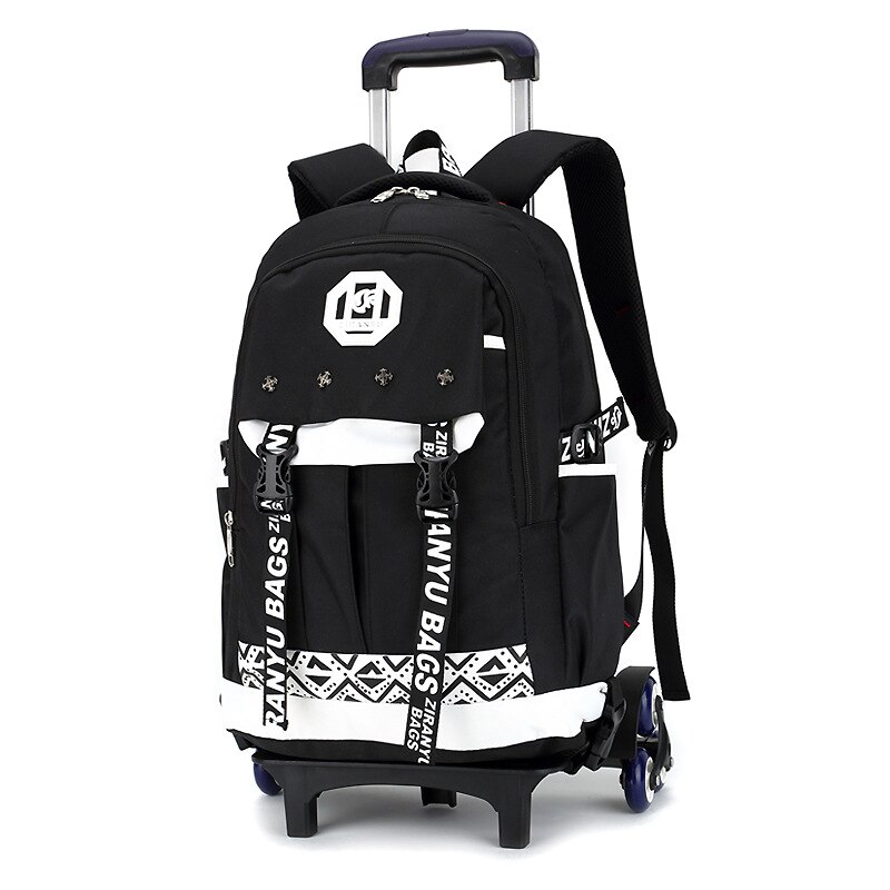 Children Trolley School Bag Backpack Wheeled Schoolbag for Boys Grils Students Backpack Travel Luggage Mochilas Escolares: 3 wheels white