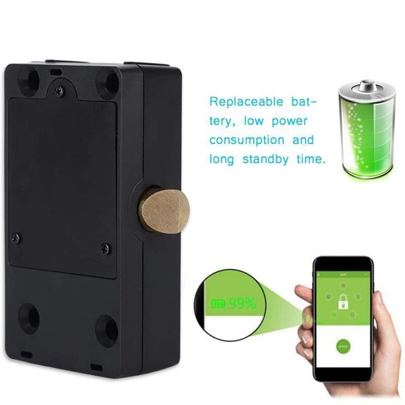 Bmby-Lock XG70S Bluetooth + App Mozaïek Smart Box Kast Lock, Smart Deurslot, smart Bluetooth Kast Lade Slot