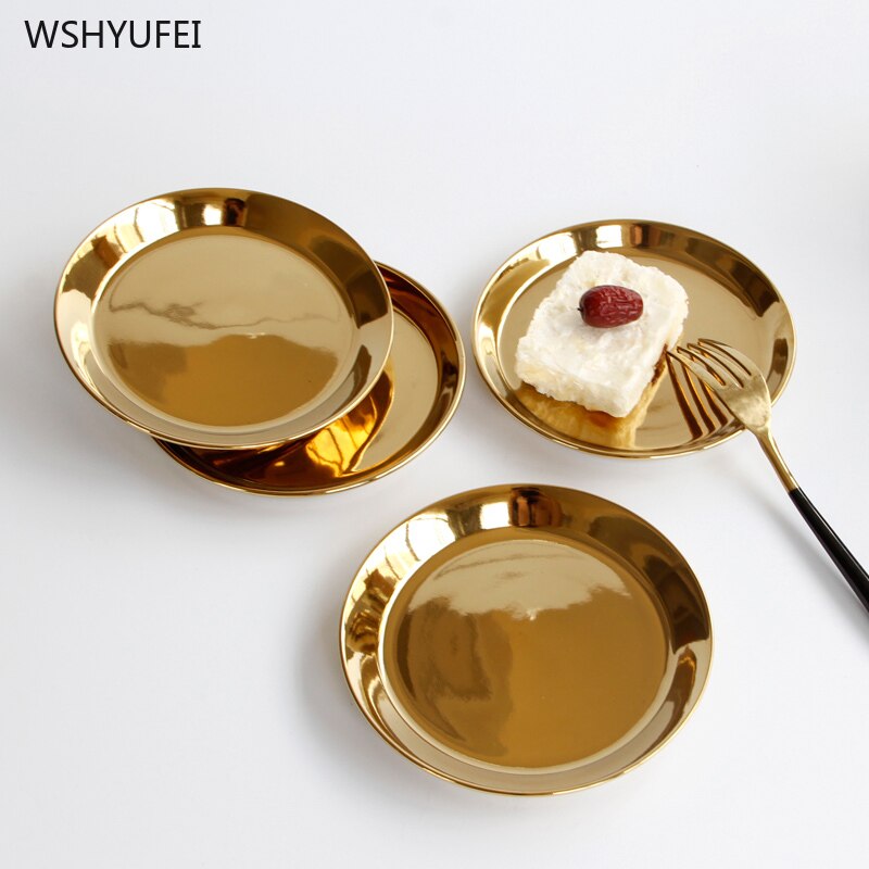 Light luxury gold-plated ceramic plate luxury gold model room Western steak salad dessert cake sushi storage decorative plate