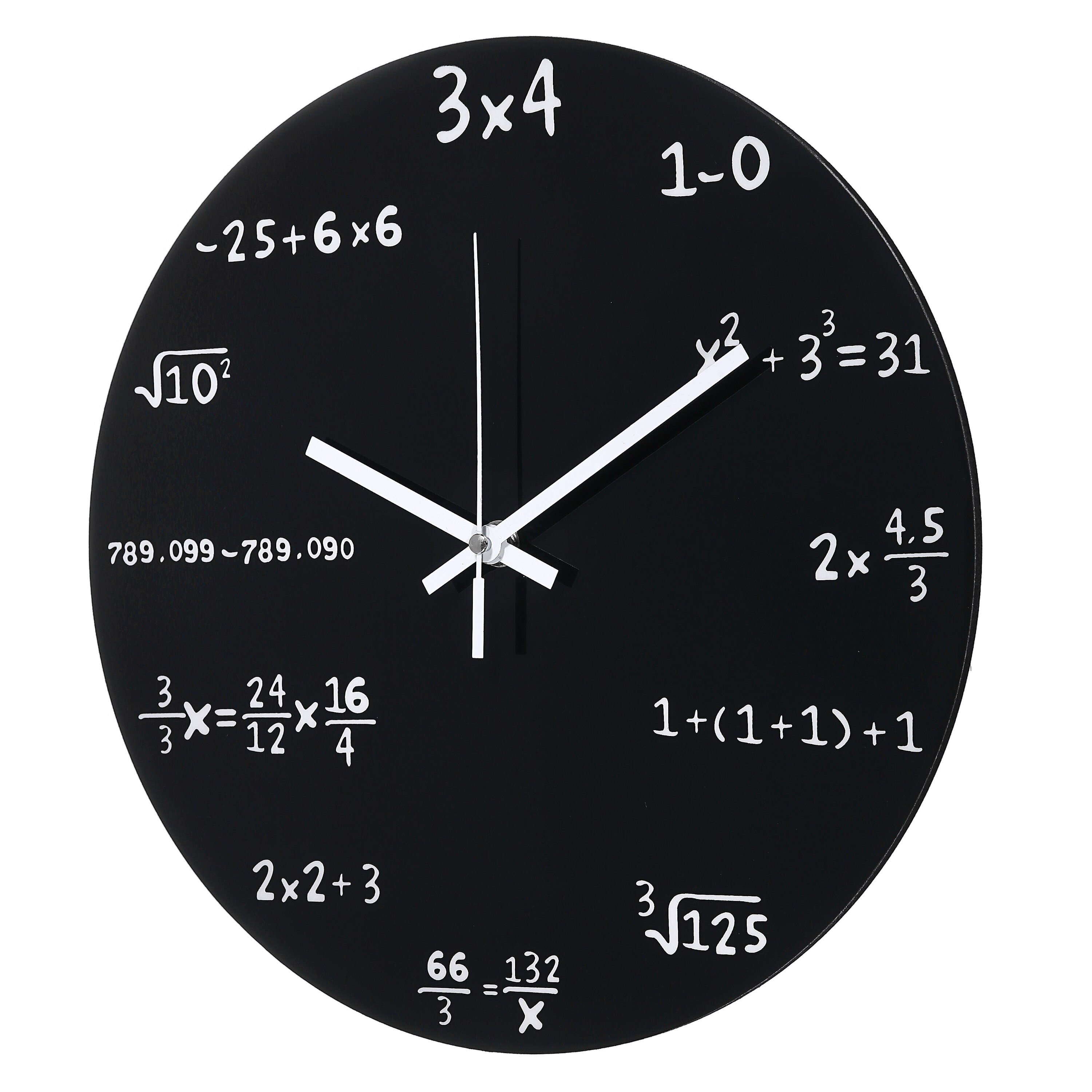 Black Wooden Math Formulas Wall Clock Hanging Wall Watch Clock Math Formulas Number 30cm Large For Home Classroom Decor