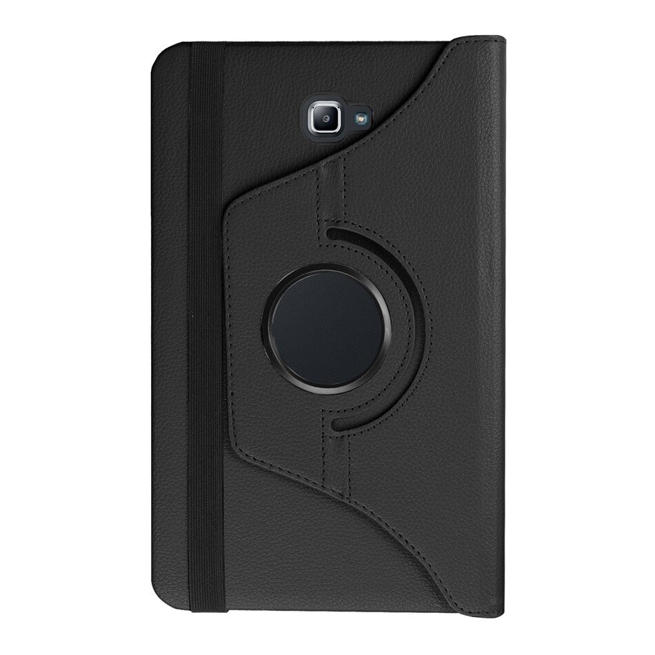 360 stopni obracanie PU skórzane etui do Samsung Galaxy Tab A 10.1 2016 T580 T585 pokrywa dla Samsung TabA 10.1 przypadku + film + długopis: black