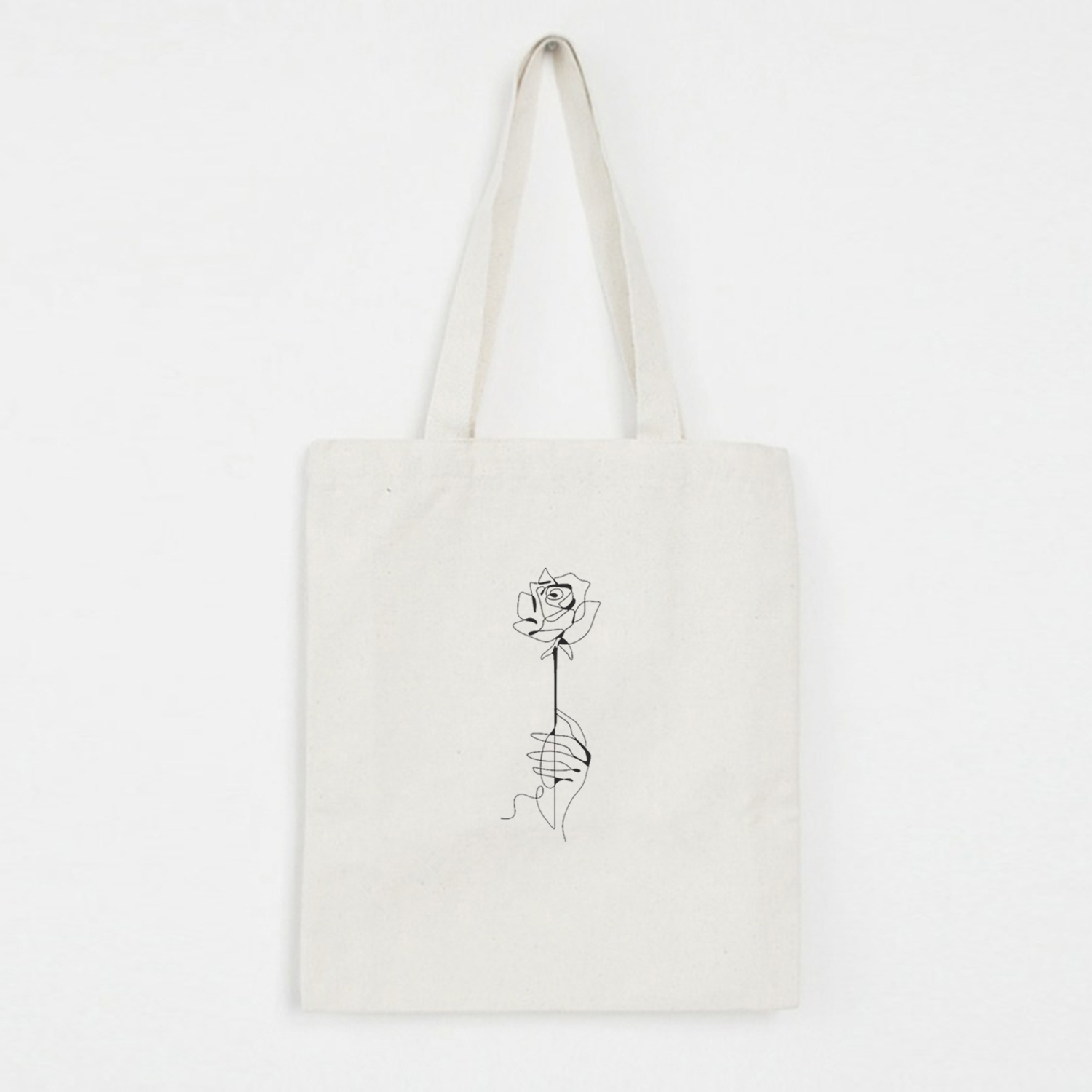 Literaire Eenvoudige Boodschappentassen Winkelen Eco Herbruikbare Schoudertassen Handtas Tote Tas Toevallige Reizen Vrouwen Vouwen Gezicht Bloem Print: E195WHITE