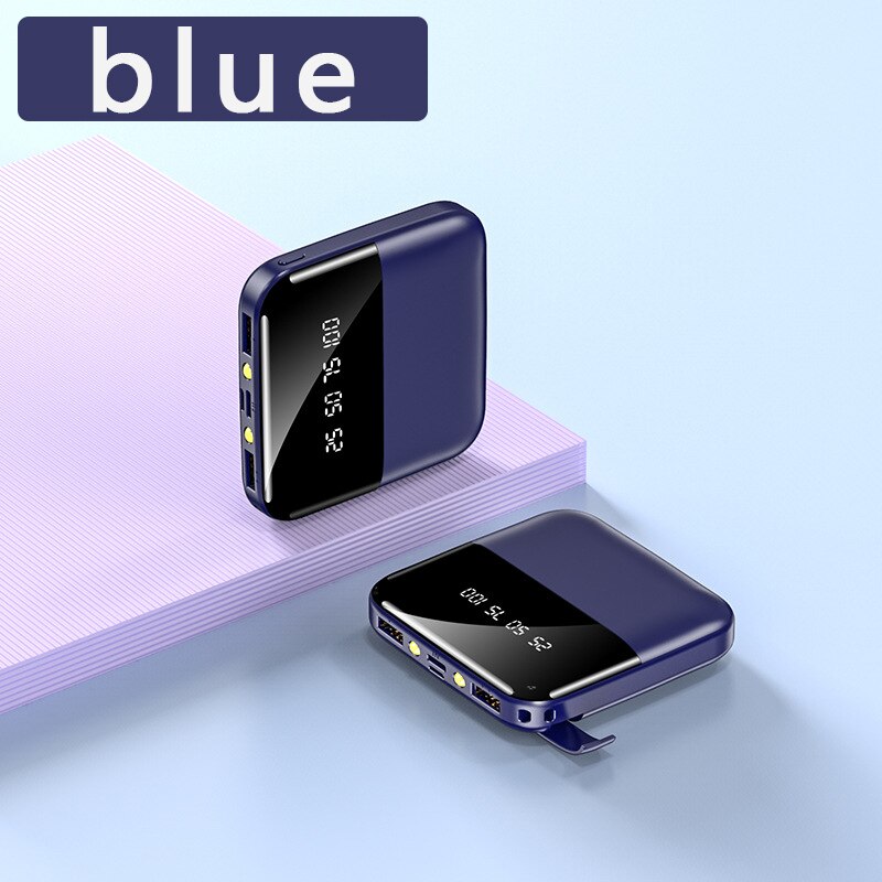 30000mAh Mini Power Bank Dual USB LED Display Poverbank Portable External Battery Charger Powerbank 30000 mAh For Mobile Phones: Blue