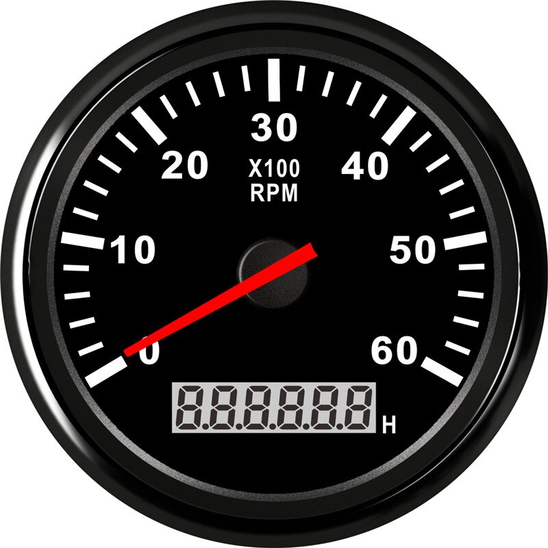 Båtturteller marine turtellermåler 8000 rpm 85mm turtellermåler lcd timeteller tacometro fit diesel bensin 12v/24v: Bn 6000 o / min