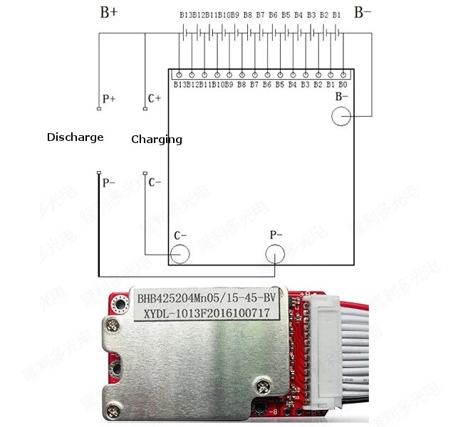 Lithium Li-Ion Batterij Bescherming Boord, 13 Serie, bms Bescherming Pack Voor 13 S 48V / 54.6V 1Pc