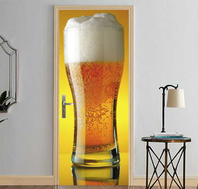 Beer Door Sticker Poster Wall Decal Door Mural Art Bedroom Door Waterproof PVC Bar Sticker DIY Home Decor: Default Title